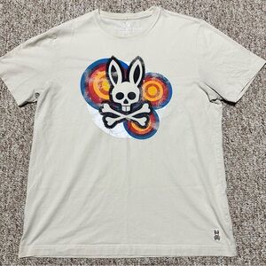 Psycho Bunny Cream Tee with Vibrant Graphic Mens 6